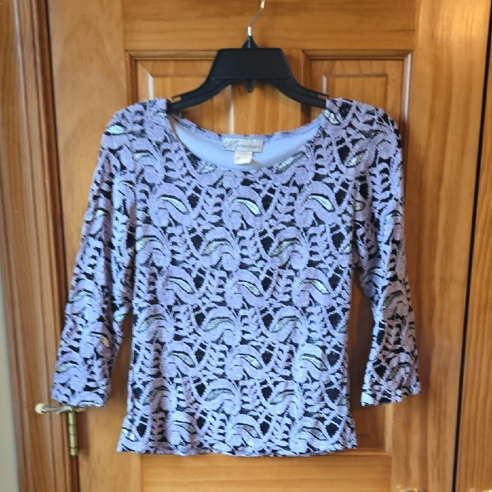 Dressbarn Black and White Patterned Blouse